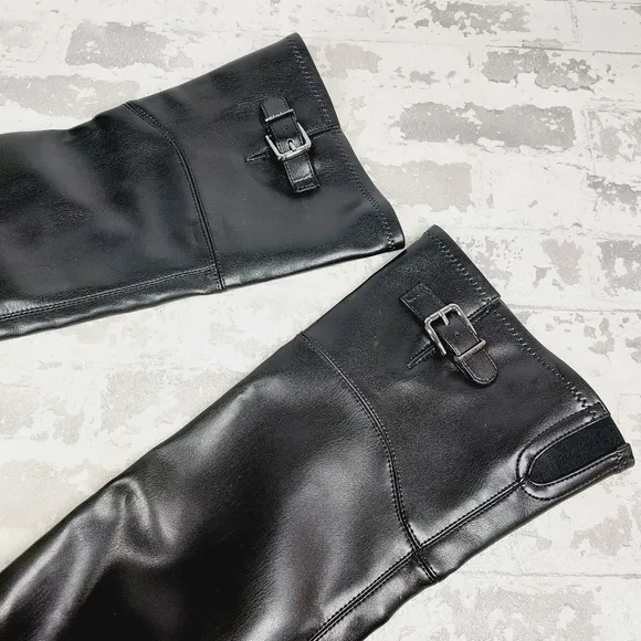 NEW NINE WEST Nemba Womens Faux Leather Tall Black Over-the-knee Boots H997