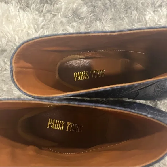 New Paris Texas Midnight Croc-Embossed Leather Ankle Boots