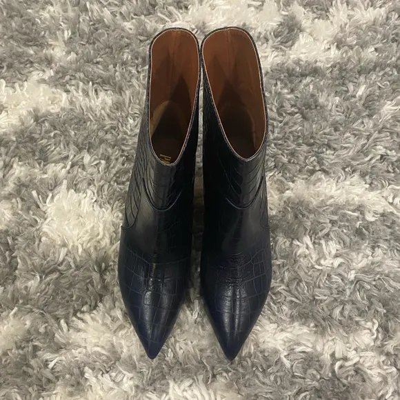 New Paris Texas Midnight Croc-Embossed Leather Ankle Boots