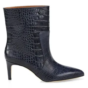 New Paris Texas Midnight Croc-Embossed Leather Ankle Boots