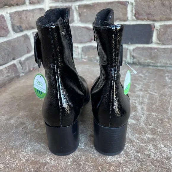 NEW Paul Green Black Patent Leather PANACHE Ankle Boots Shoes Sz UK 6/US 8.5