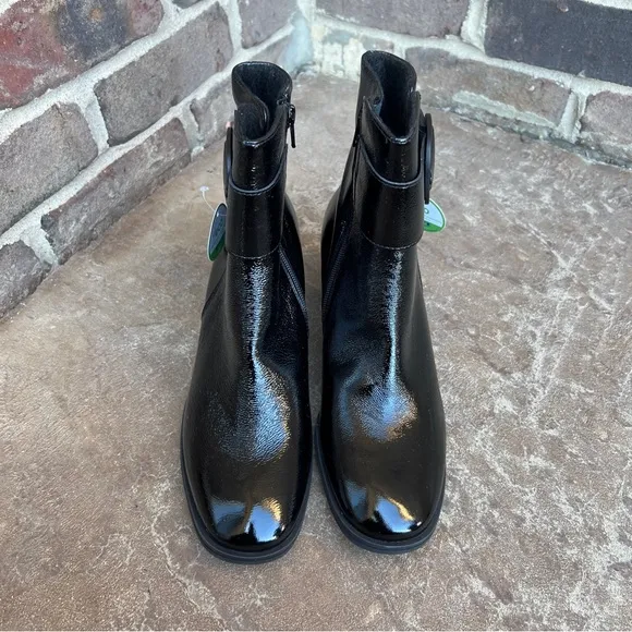 NEW Paul Green Black Patent Leather PANACHE Ankle Boots Shoes Sz UK 6/US 8.5