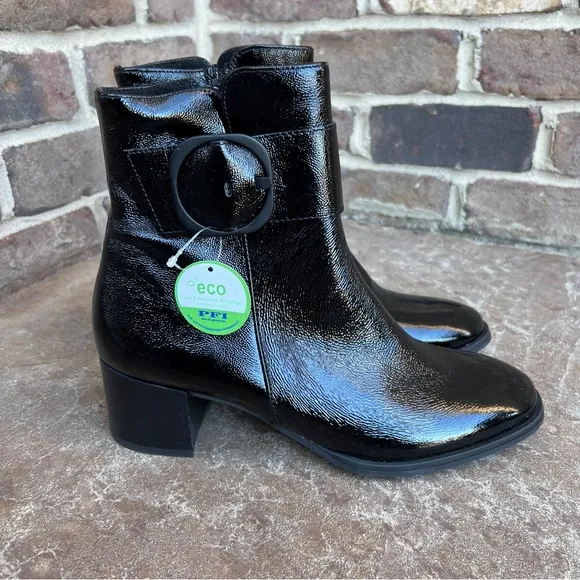 NEW Paul Green Black Patent Leather PANACHE Ankle Boots Shoes Sz UK 6/US 8.5