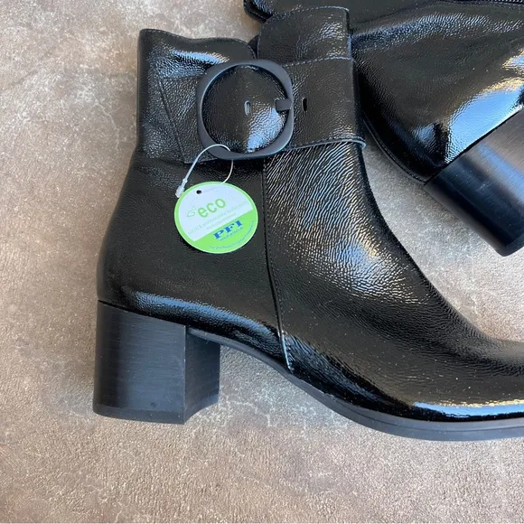 NEW Paul Green Black Patent Leather PANACHE Ankle Boots Shoes Sz UK 6/US 8.5