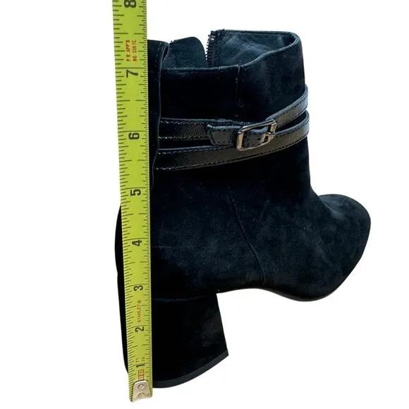NEW Paul Green Sydney Black Suede Square Heel Ankle Boot Bootie with Straps