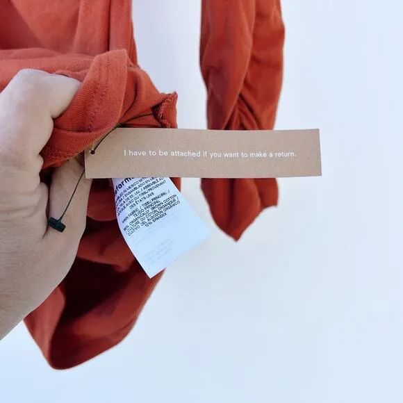New Reformation Lucio Knit Bodycon Long Sleeve Rust Dress Short Medium Orange