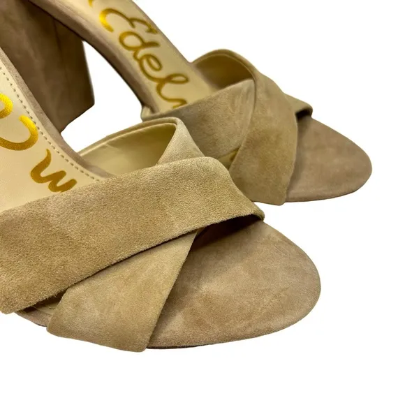 NEW Sam Edelman Yancy Block 4” Heel Ankle Strap Sandal Shoes Oatmeal Beige Sz 10