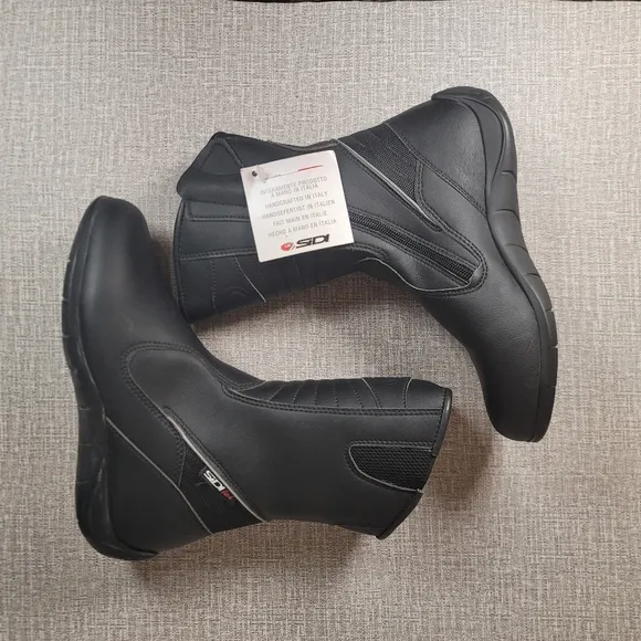NEW Sidi Lei Women's Black Motorcycle Touring Boots Sz US 7 EU 39 Made in Italy