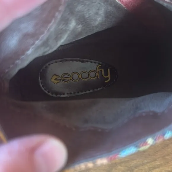 NEW Socofy Bohemian Heeled Leather Ankle Boots
