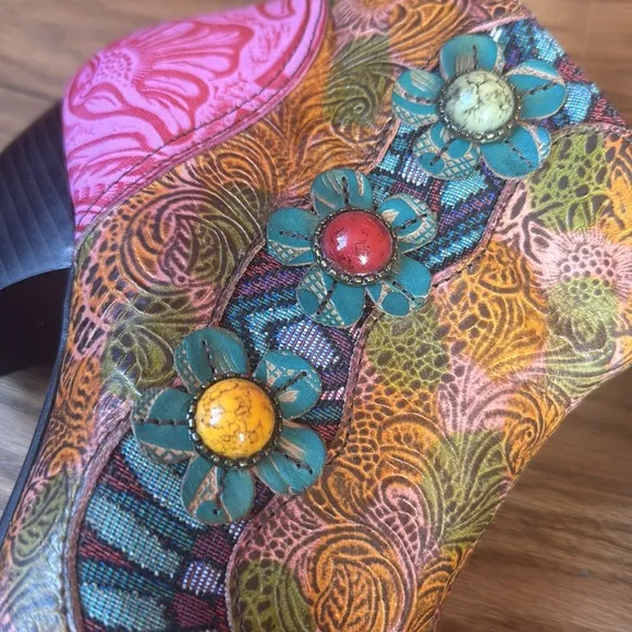 NEW Socofy Bohemian Heeled Leather Ankle Boots