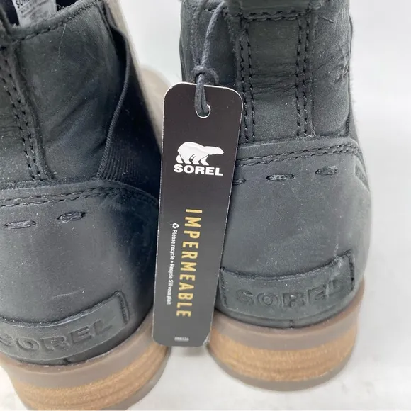 NEW Sorel Women’s Emelie Gray Black Two Tone Leather Ankle Boots Size 6