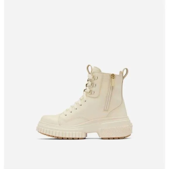 NEW SOREL women's ona ave waterproof lace boot in honey white / sea salt