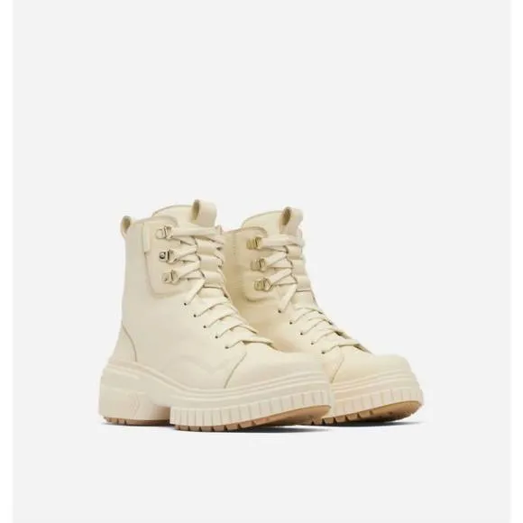 NEW SOREL women's ona ave waterproof lace boot in honey white / sea salt