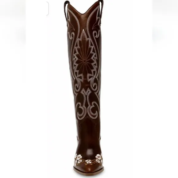 NEW STEVE MADDEN | Lashes Genuine Leather Flower Detail Tall Western Boots
