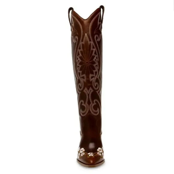 NEW STEVE MADDEN | Lashes Genuine Leather Flower Detail Tall Western Boots
