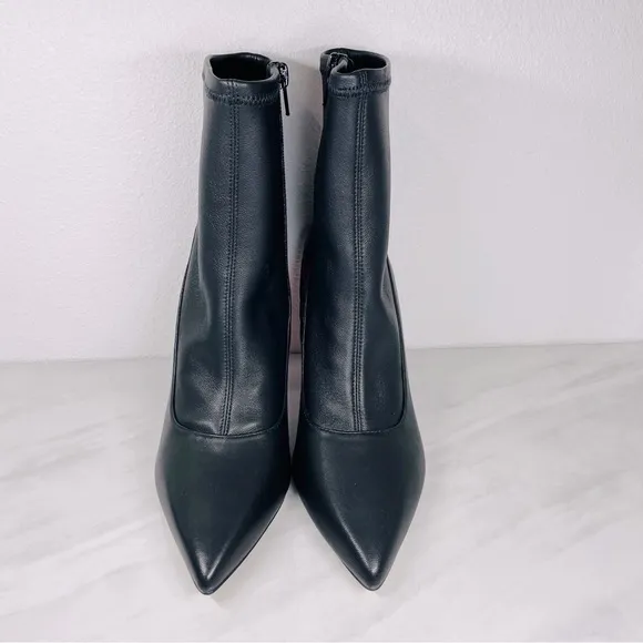 NEW Ted Baker Liya Boots Stretch Black Leather Pink High Heeled Ankle Women 6.5‎