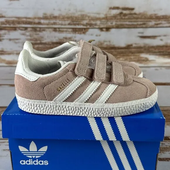NEW Toddler Size 9K Adidas Gazelle I “Icey Pink” Low Top Strap Sneakers AH2229