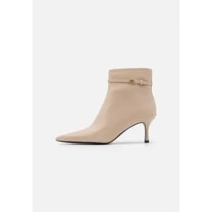 NEW TORY BURCH women's double t buckle pointed ankle boot in stone gray