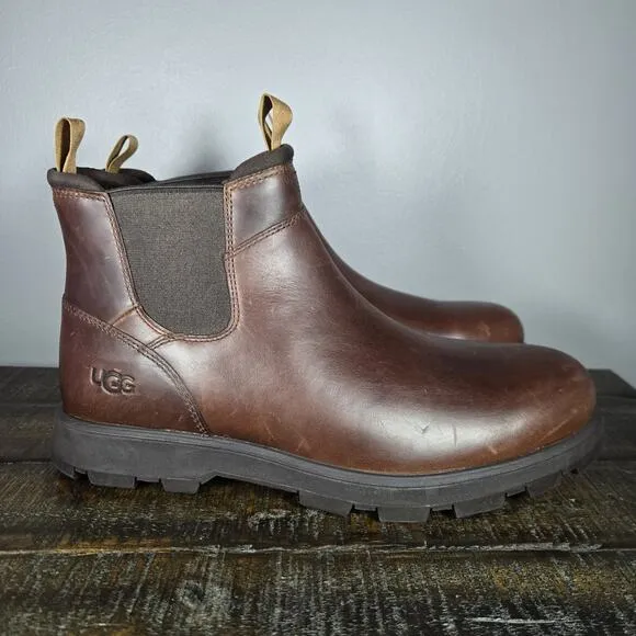 NEW UGG Hillmont Chelsea Mens Size 11 Leather Boots Waterproof Brown Warm Winter