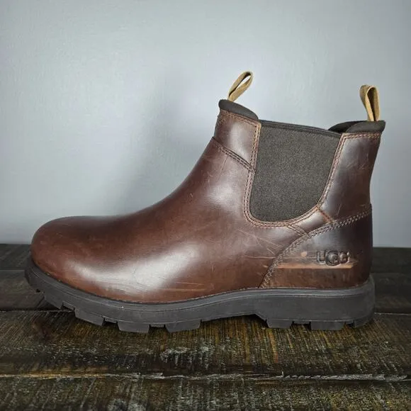 NEW UGG Hillmont Chelsea Mens Size 11 Leather Boots Waterproof Brown Warm Winter