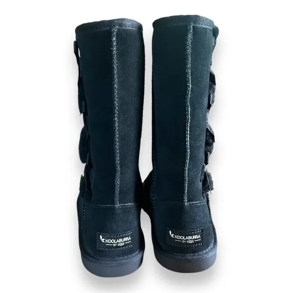NEW Ugg Koolaburra Victoria Tall Black Bow Winter Boots Kids 2