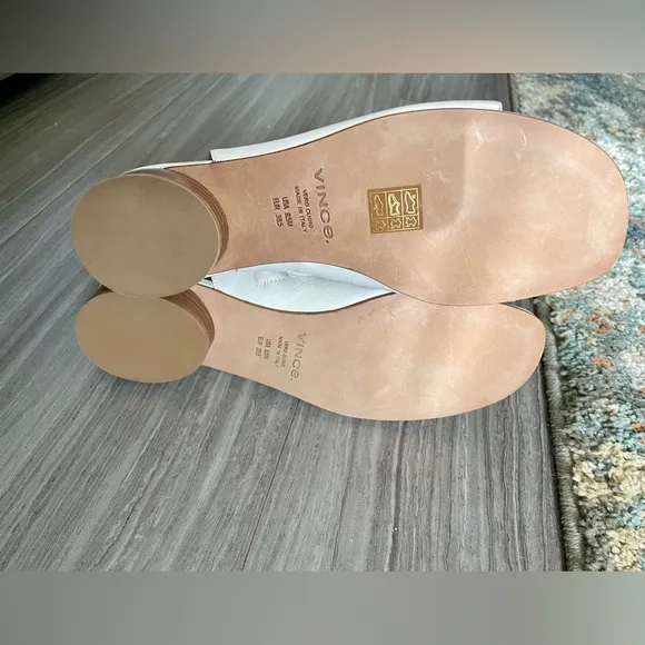 New Vince Women's All Genuine Leather Maro Toe Loop Sandal size 8.5 off white
