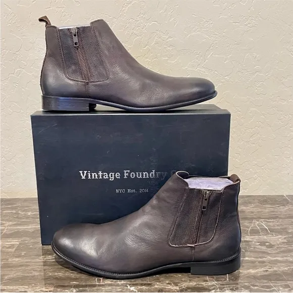 NEW Vintage Foundry Co. Liam Brown Leather Chelsea Boots