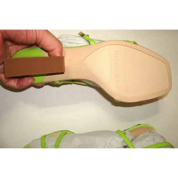 New Womens 6 M Sandals Shoes Franco Sarto Lime Green Angled Heels Strappy 2.5
