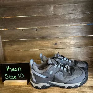 New Womens Keen Ridge Flex Gray Leather Waterproof Hiking Shoes Sneakers Size 10