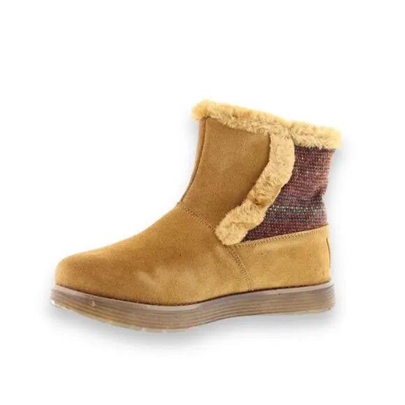 NEW Tan Suede Leather Soft Faux Fur Lined Ankle Boots