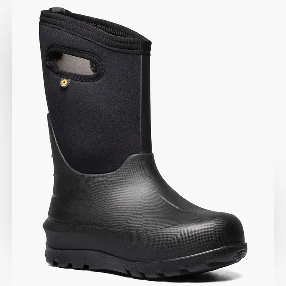 NIB Bogs Classic Neoprene Kids Waterproof Boots Solid Black Rain Snow Shoes 12
