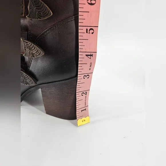 NIB Circle G by Corral Brown Western Ankle Multi Buckle Side Zip Boots 7.5 M