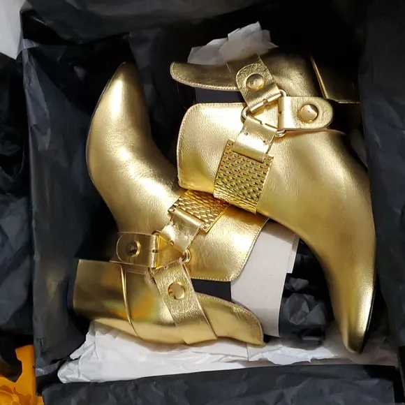 NIB Just Cavalli golden ankle boots