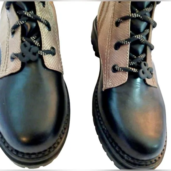 NIB! Stella Combat Boots Khaki Black Sam &amp; Libby Edelman 8.5