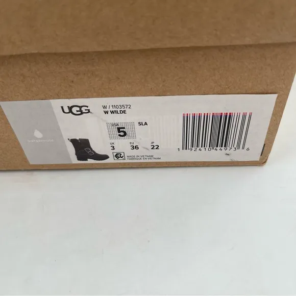 NIB! UGG Women’s Wilde Brown Waterproof Leather Double Buckle Moto Boot - Size 5