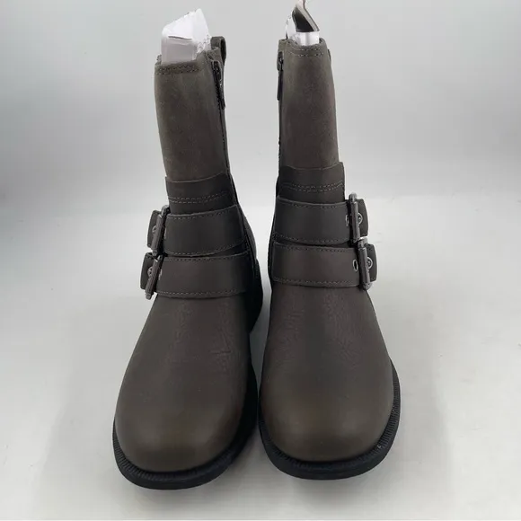NIB! UGG Women’s Wilde Brown Waterproof Leather Double Buckle Moto Boot - Size 5