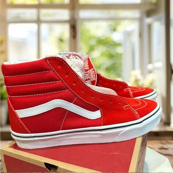 NIB VANS Sk8-Hi Racing Red/True White VN0A4BV6JV6 Unisex Men's 9.5 Womens 11