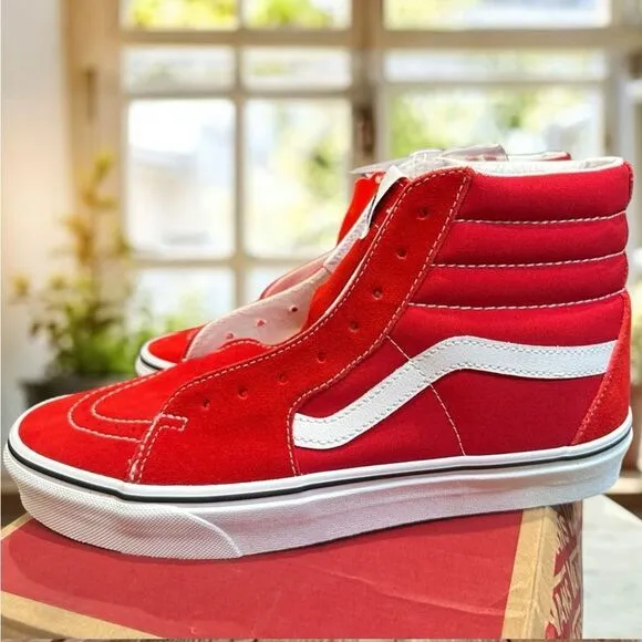 NIB VANS Sk8-Hi Racing Red/True White VN0A4BV6JV6 Unisex Men's 9.5 Womens 11