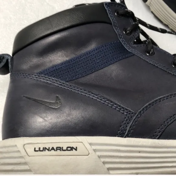 Nike ACG Lunarpath navy leather high top hiking sneaker