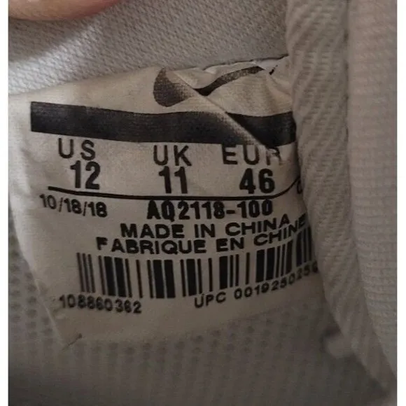NIKE AIR FORCE 1 LOW CMFT &quot;EQUALITY&quot; WHITE &amp; BLACK SIZE 12 AQ2118-100 Equality