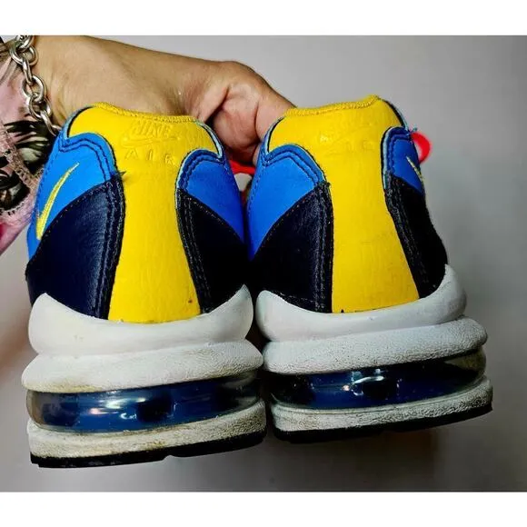 NIKE Air Max 95 Crimson Blue Red Yellow leather accent shoes. Youth 7. Stylish