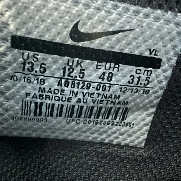 Nike Alpha Menace Turf Low Mens Football Shoes, black/white, size 13.5