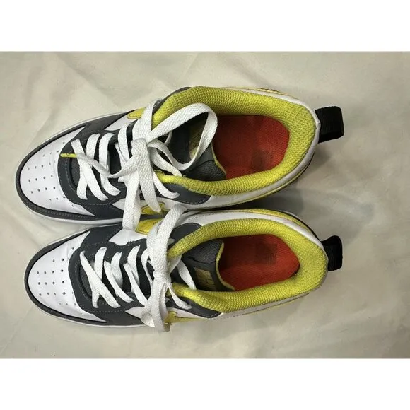 Nike Court Borough Low 2 Gray White and Yellow Smiley (GS) DO6688-100 Size 5.5YU