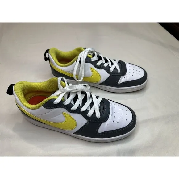 Nike Court Borough Low 2 Gray White and Yellow Smiley (GS) DO6688-100 Size 5.5YU