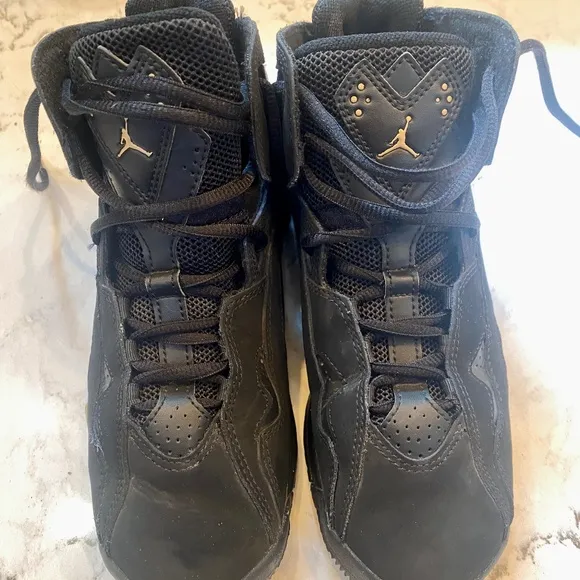 Nike Jordan True Flight Big Kid High Top Sneakers, Black/White/Gold, Size 5y