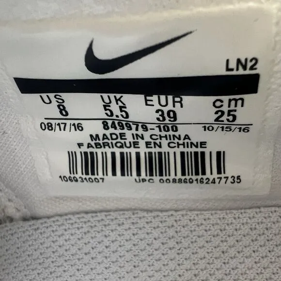 Nike Lunar Control Vapor White Golf Athletic Sneaker Shoes 849979-100 Women’s 8