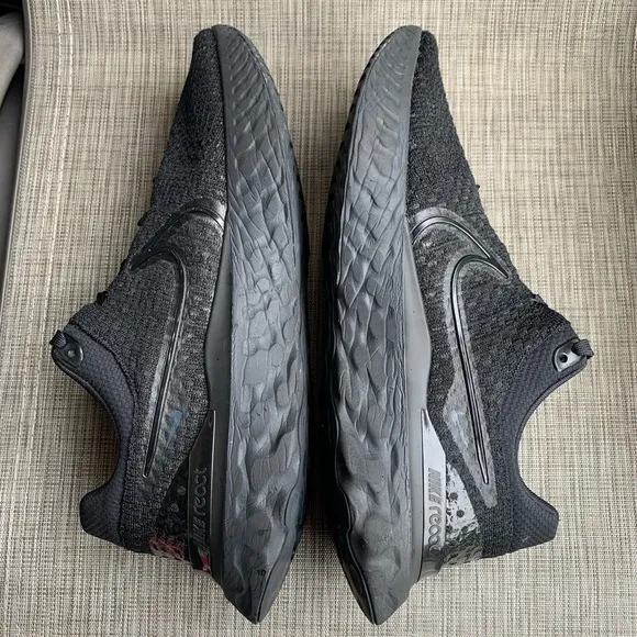 Nike React Infinity Run Flyknit 3 Triple Black Sneakers Shoes Men’s Size 13
