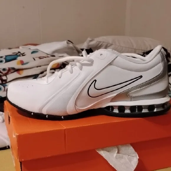 Nike White and Silver Athletic Shoes