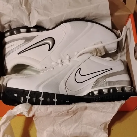 Nike White and Silver Athletic Shoes