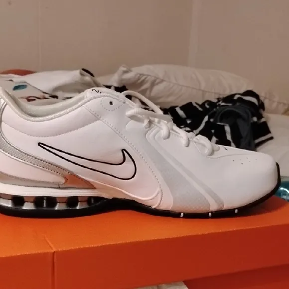 Nike White and Silver Athletic Shoes